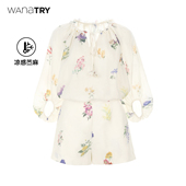 杏色时髦气质套装 wana 新品 2025夏季 女 try100%苎麻花卉印花套装