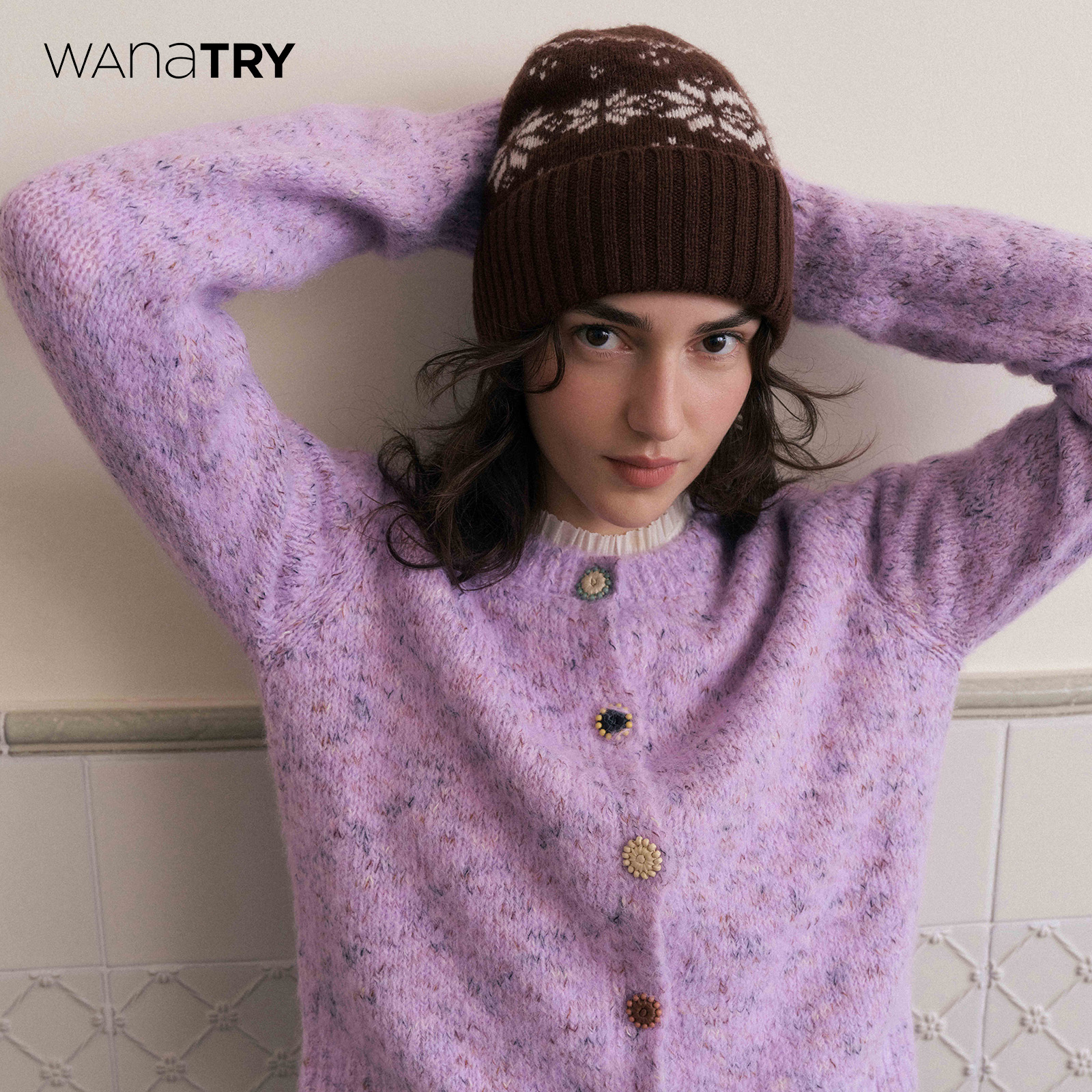 wanatry羊毛柔软花纱简约开衫女