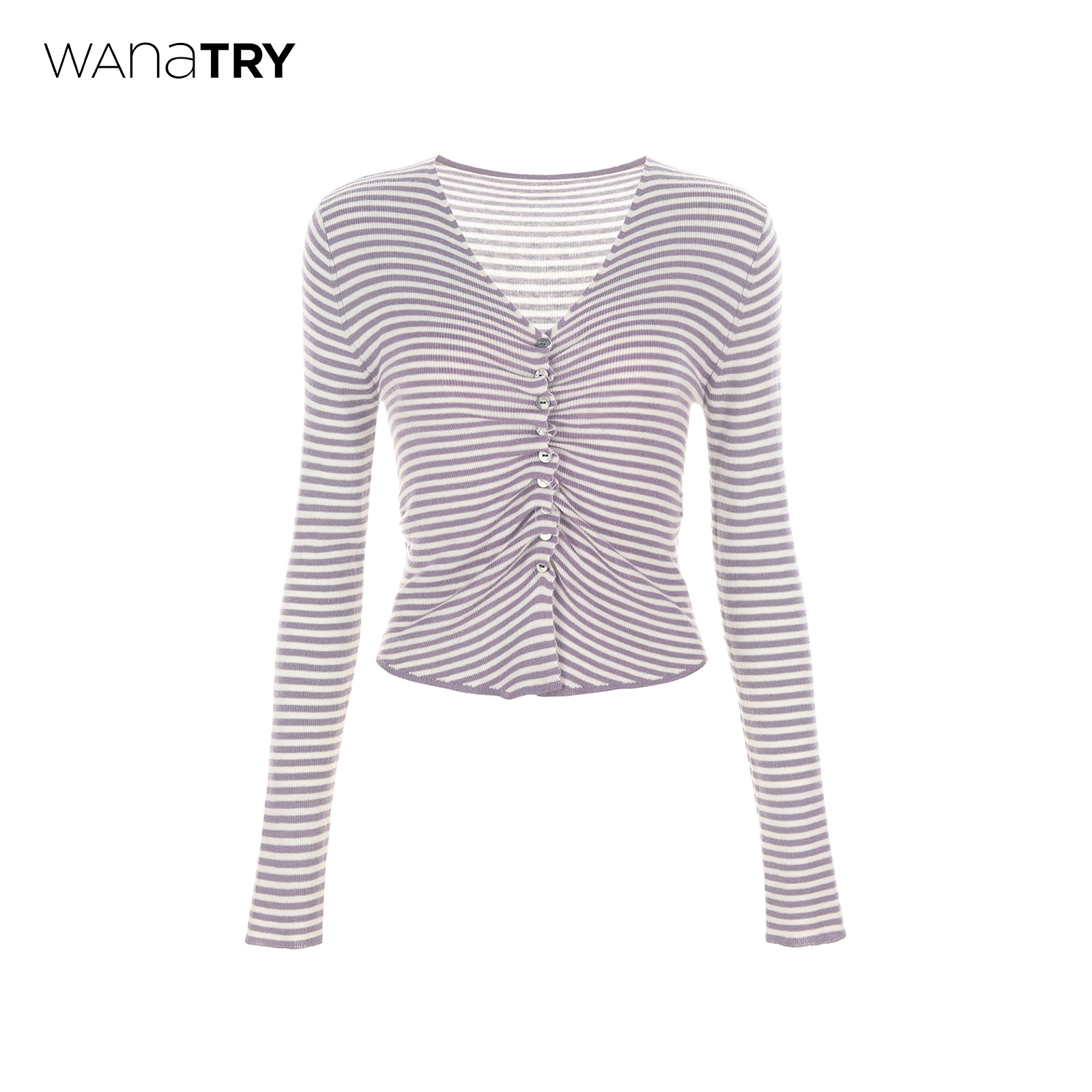 wanatry羊毛温柔条纹修身针织