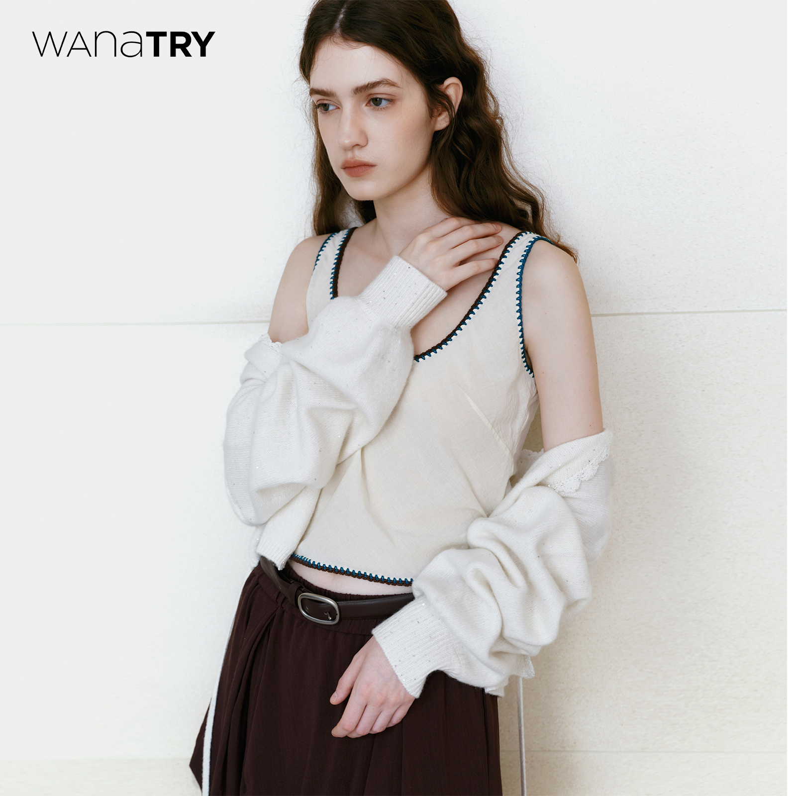 wanatry纯棉手工编织钩花背心女