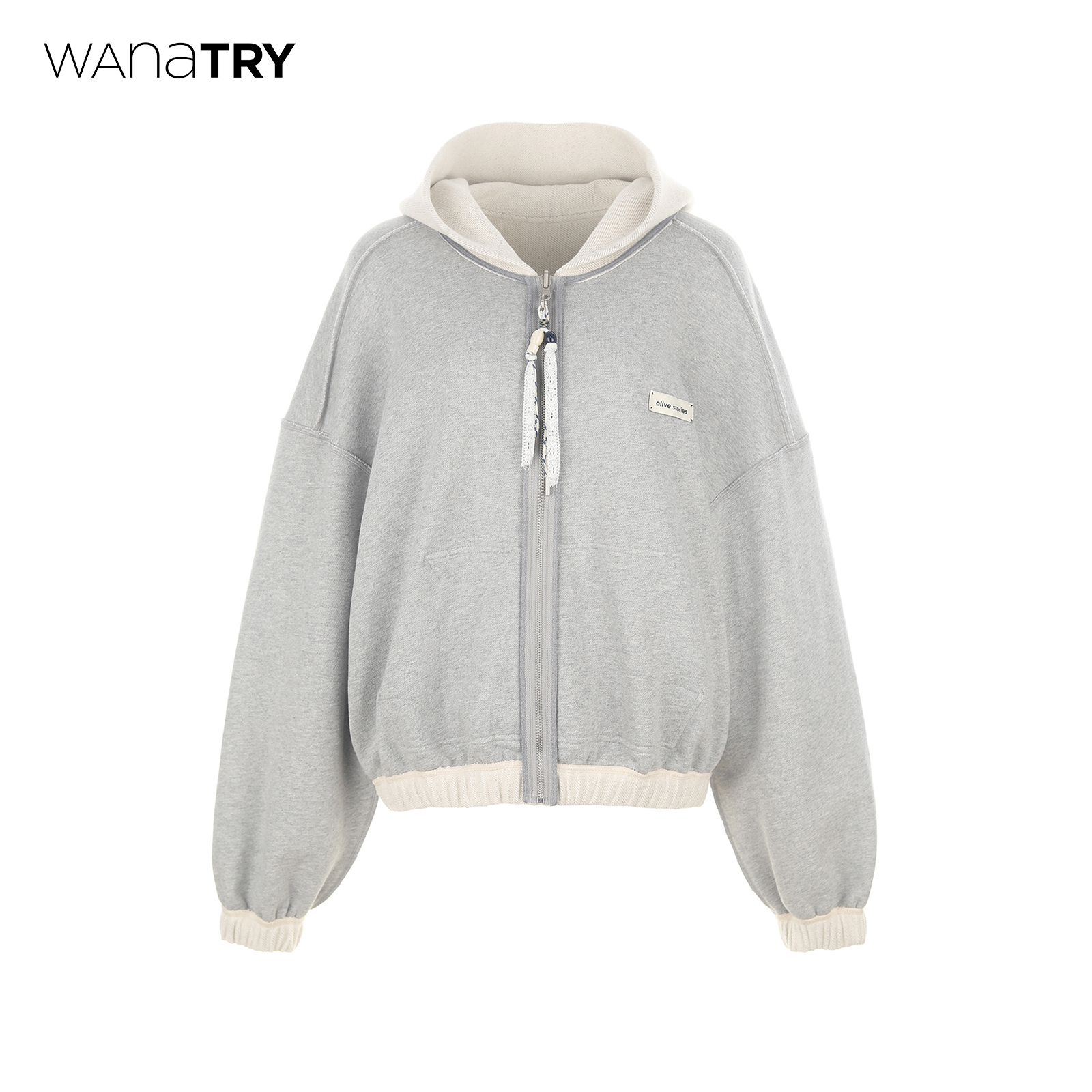 wanatry双面穿重磅廓形连帽卫衣