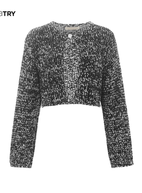 en pleine floraison杂黑韩系百搭棉针织开衫短款长袖上衣外套女