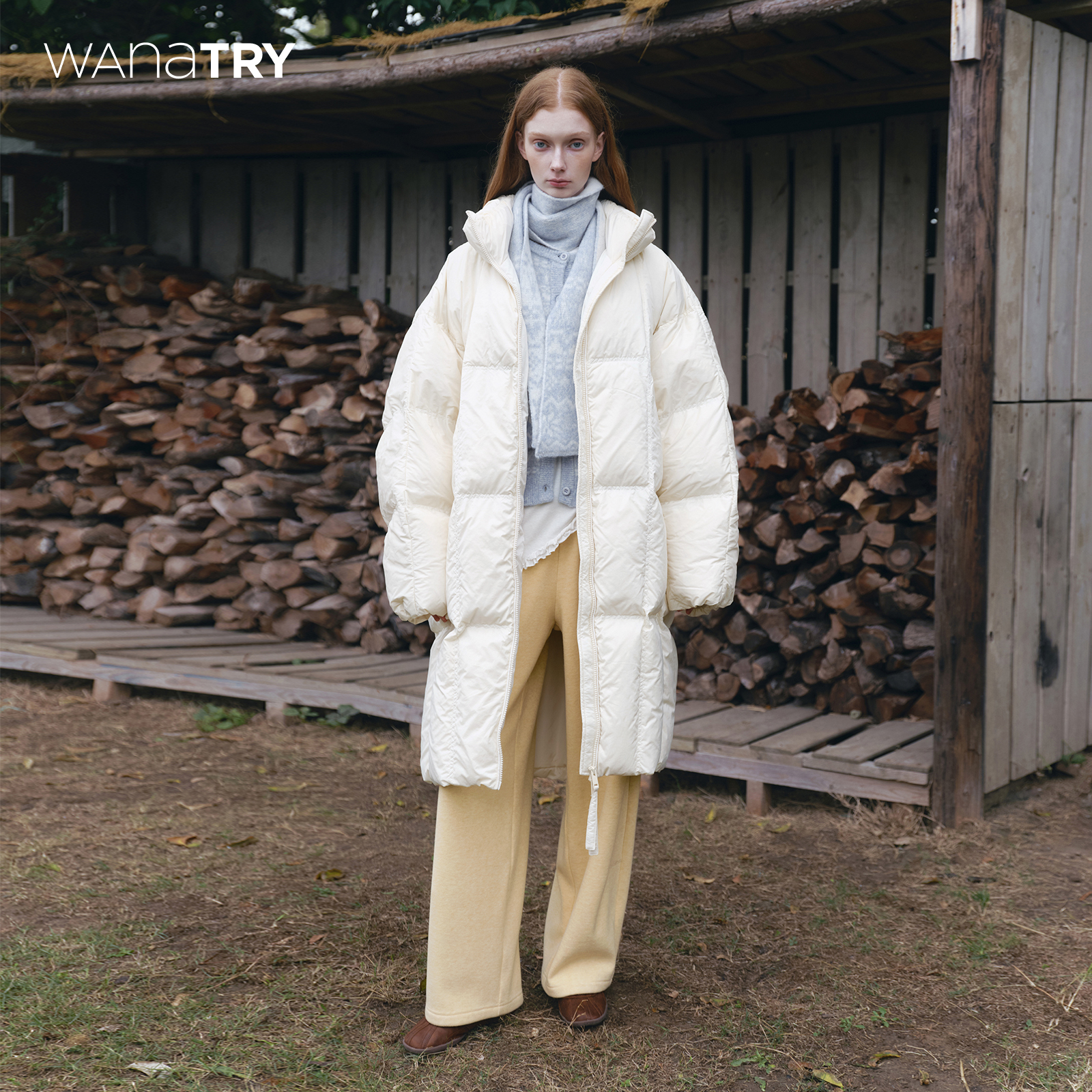 wanatry90绒白鸭绒立领羽绒服女