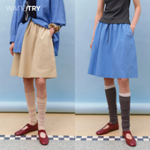 新品 wana try时髦百搭纯棉中长裙2025春季 贴袋抽绳减龄五分半裙女