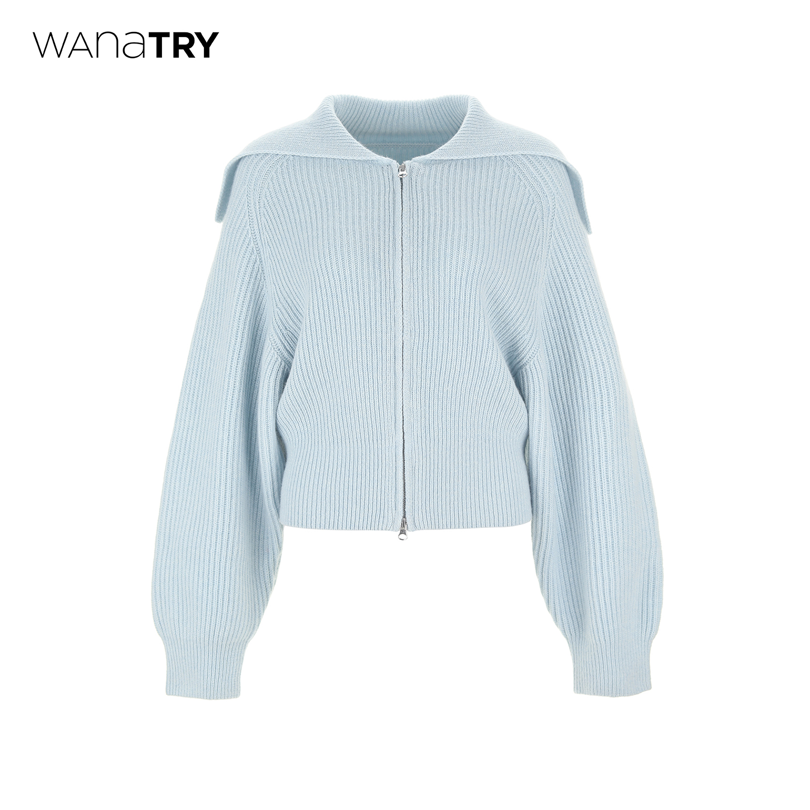 wanatry羊毛大翻领休闲毛衣开衫