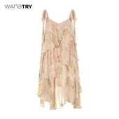 新品 wana try绿野仙踪印花层次感吊带连衣裙26春季 时髦休闲连衣裙