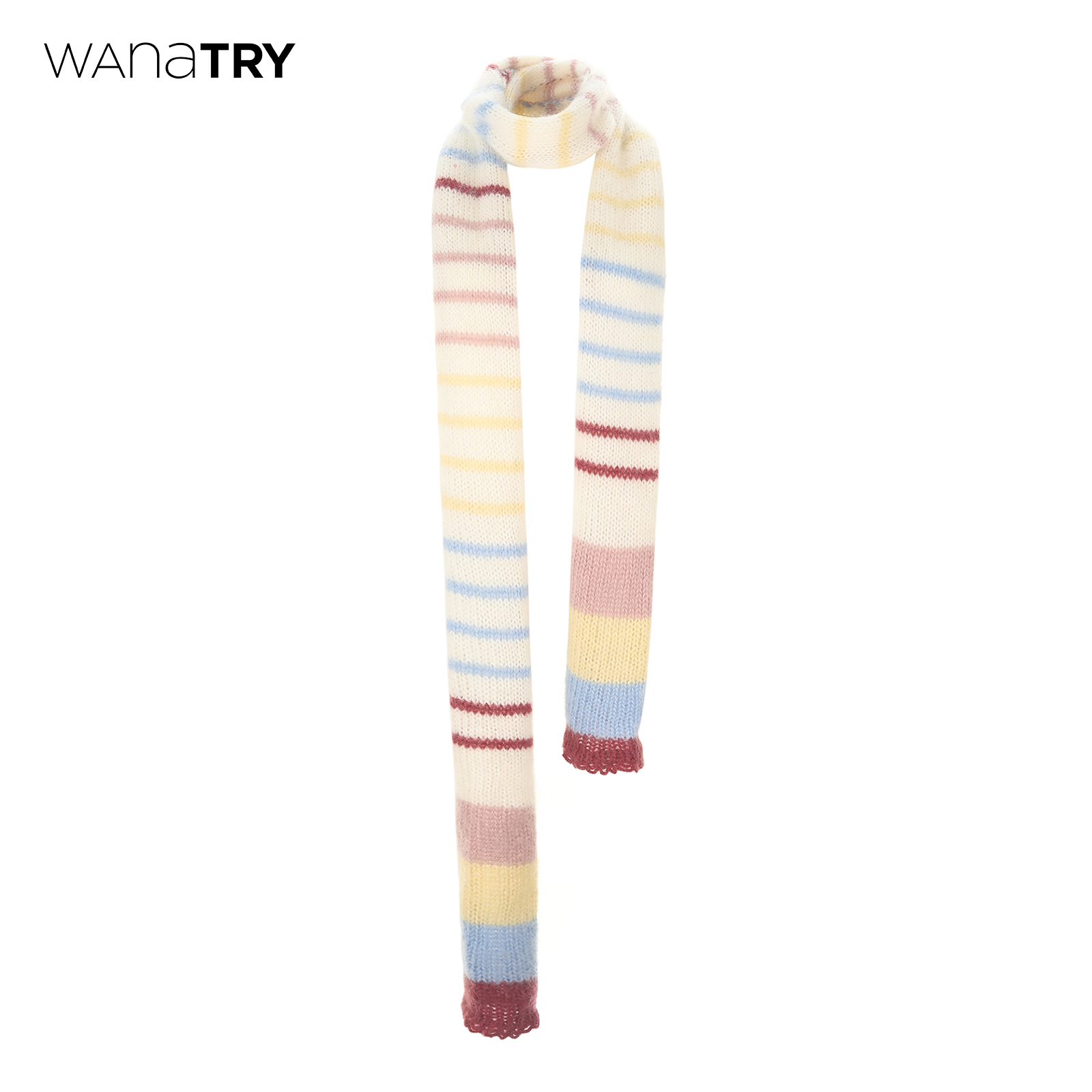 wanatry羊毛马海毛彩条绒围巾