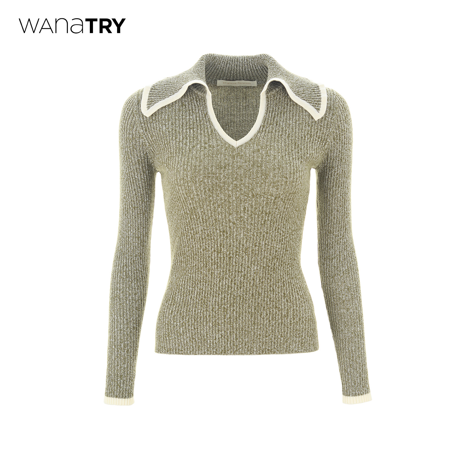 wanatry花纱V领纸片人针织衫