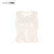 wana 杏色韩系简约上衣女 新品 try镂空设计感圆领无袖 马甲26春季