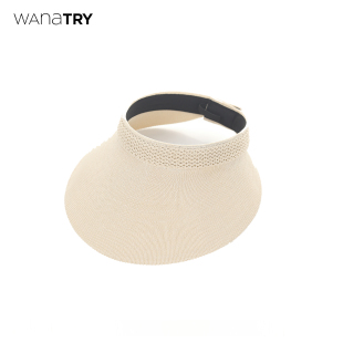 卡其色简约百搭帽子女 新品 wana try便携防晒宽檐空顶草帽春夏季