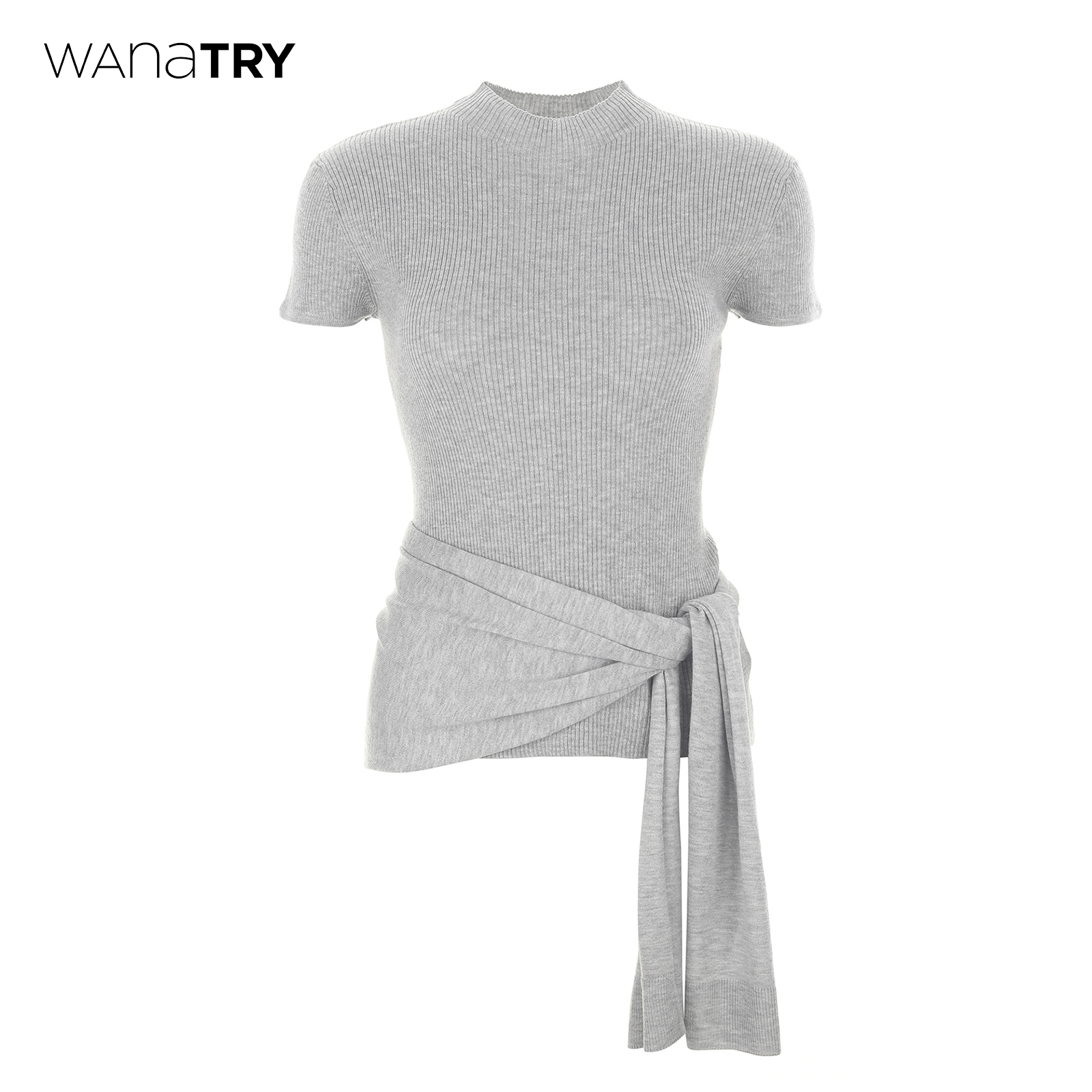 wanatry羊毛立领韩系简约短袖女