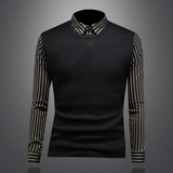 2025秋冬新款男士假2件毛衣长袖针织男士打底衫M020-P105，男装针织衫/毛衣，电商D316