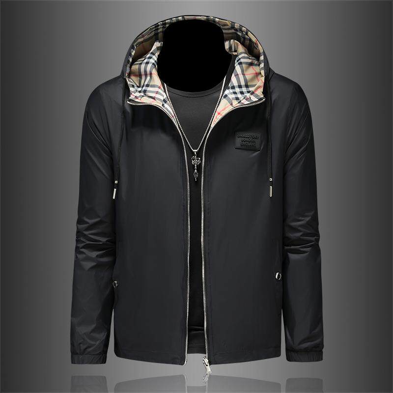 2025春季新款格子内衬连帽双面穿外套轻奢两面服JK2508-P155,男装夹克,电商D316
