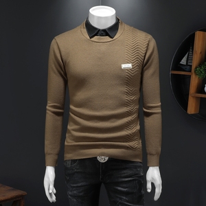 2025秋冬纯色衬衫领套头提花毛衣长袖针织男士打底衫 8211-P115,男装针织衫/毛衣,电商D316