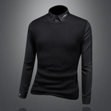 2025秋冬新款羊毛衫刺绣长袖假2件打底衫M012-P105，男装针织衫/毛衣，电商D316