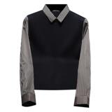 2024秋冬商务假两件针织衫条纹长袖衬衫领修身打底毛衣M019-P105，商品下架区，电商D316