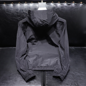 秋冬欧货连帽外套男新款机车骑士百搭纯色拉链夹克   JK2571-P145图片