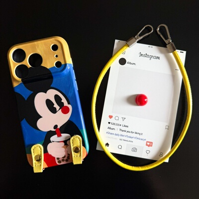 奶茶米奇适用苹果17promax菲林手机壳iPhone16全包软壳华为P80小米VIVOX300荣耀一加OPPO韩版ins风保护套可爱