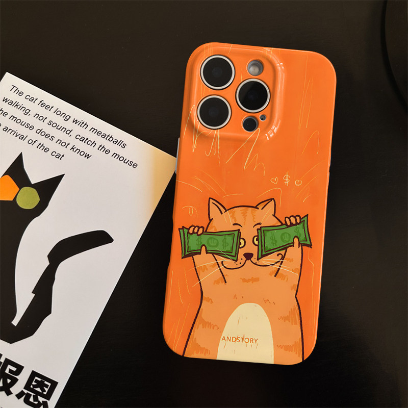 财迷小猫适用苹果17promax菲林手机壳iPhone16全包软壳华为P80小米VIVOX300荣耀一加OPPO韩版ins风保护套暴富