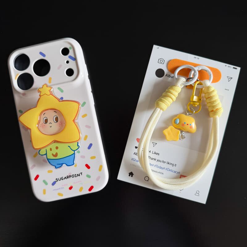 彩条星星仔适用苹果17promax菲林手机壳iPhone16全包软壳华为P80小米VIVOX300荣耀一加OPPO韩版ins风保护套