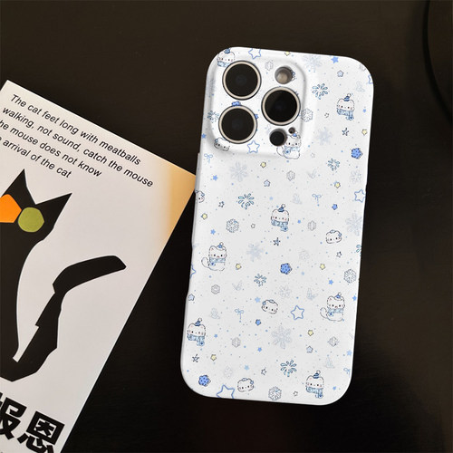 雪花小猫适用苹果17promax菲林手机壳iPhone16全包软壳华为P80小米VIVOX300荣耀一加OPPO韩版ins风保护套简约