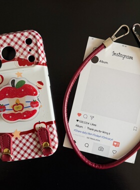 格纹红苹果适用苹果17promax菲林手机壳iPhone16全包软壳华为P80小米VIVOX300荣耀一加OPPO韩版ins风保护套