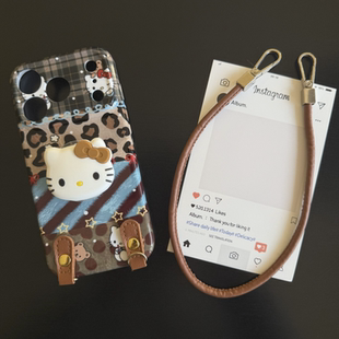 豹纹拼接KT适用苹果17promax菲林手机壳iPhone16全包软壳华为P80小米VIVOX300荣耀一加OPPO韩版 ins风保护套