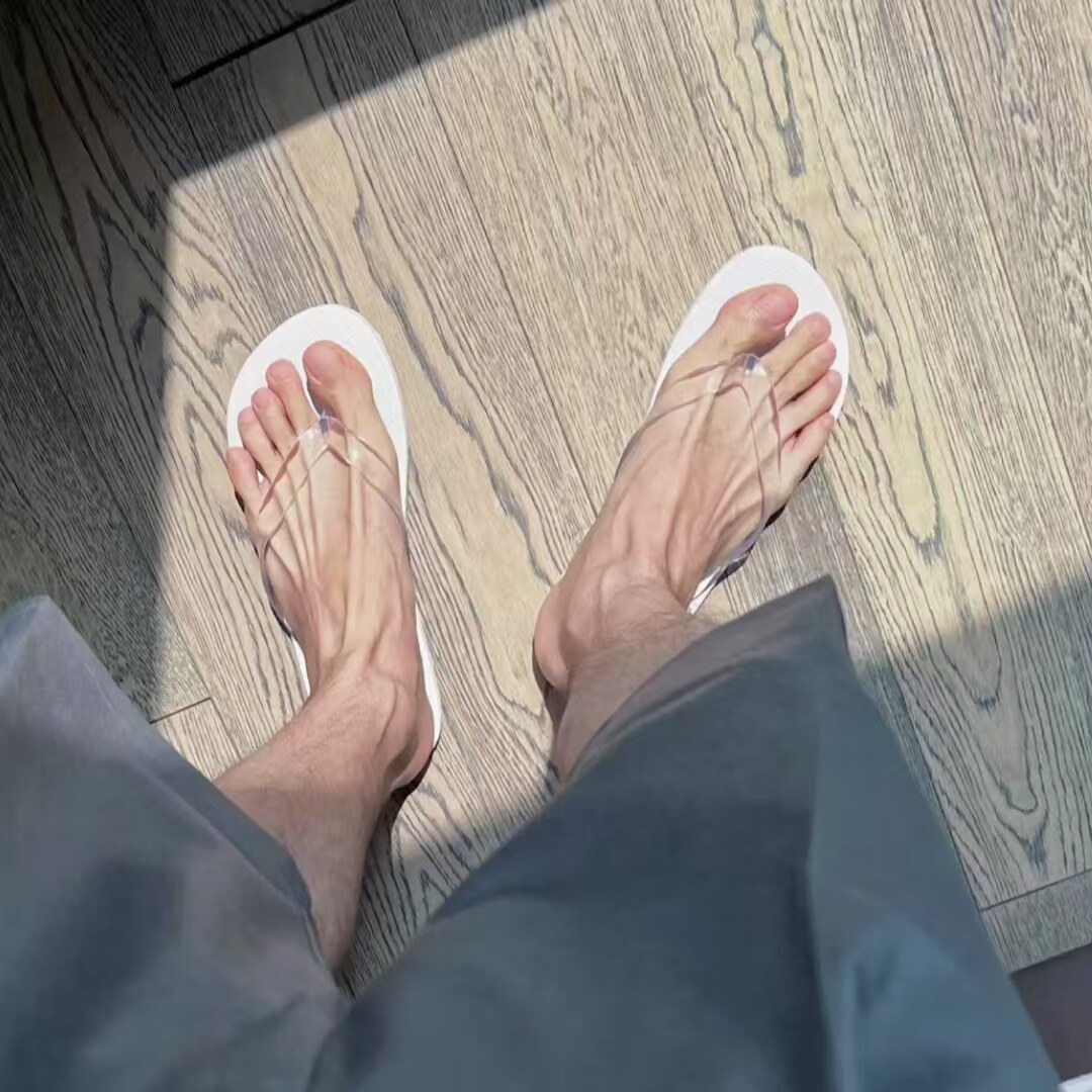 文轩高级透明男人字拖居家男款夏人字拖