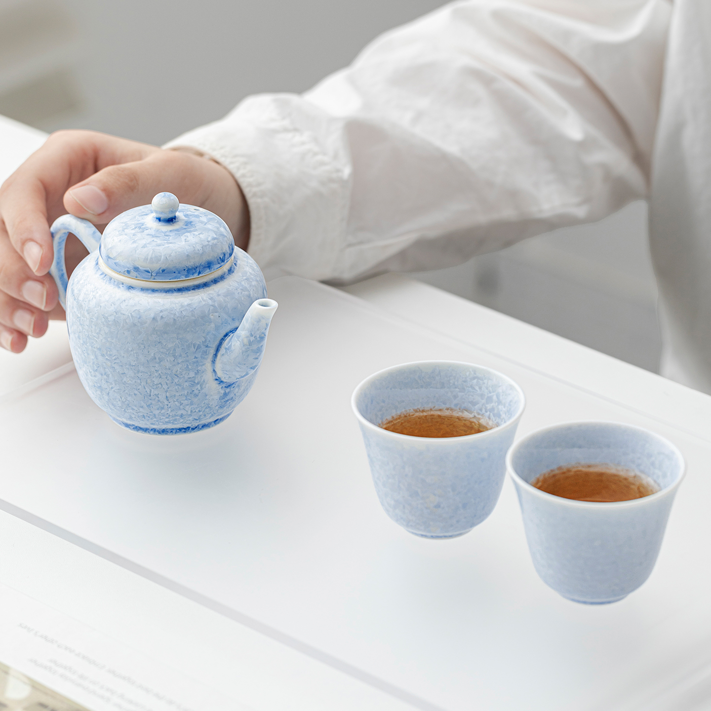 结晶釉旅行茶具套装一壶两杯