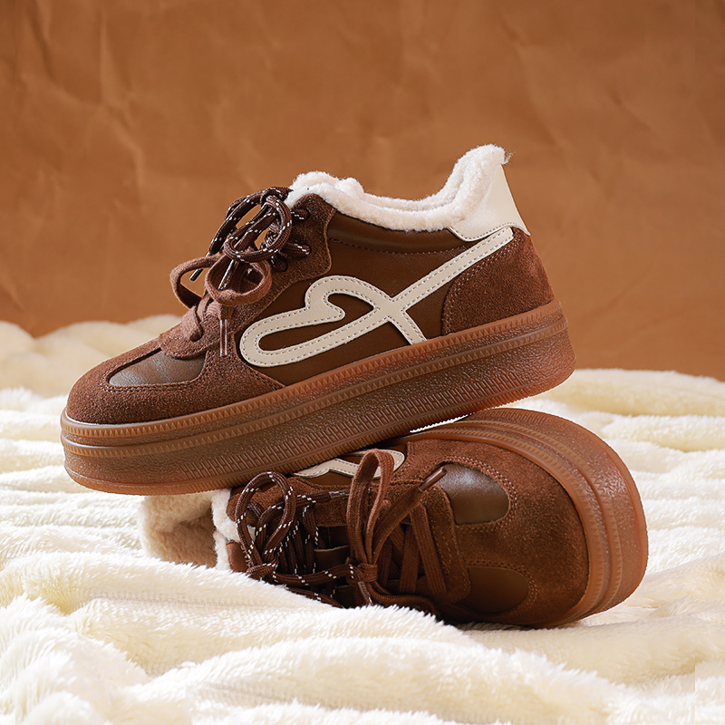 红粉知己厚底毛毛德训鞋