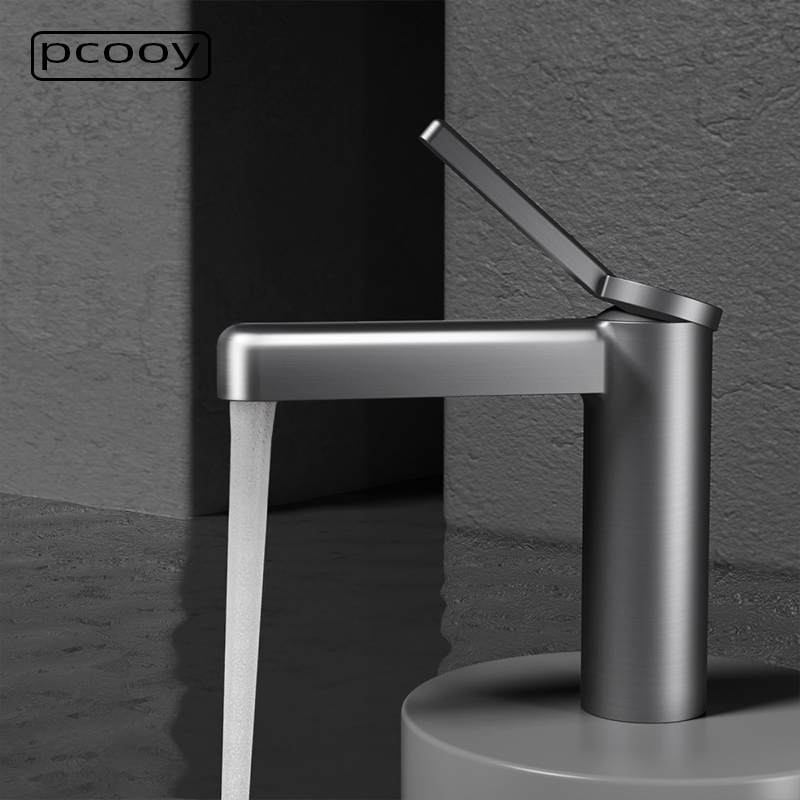 pcooy枪灰全铜台上盆高款水龙头
