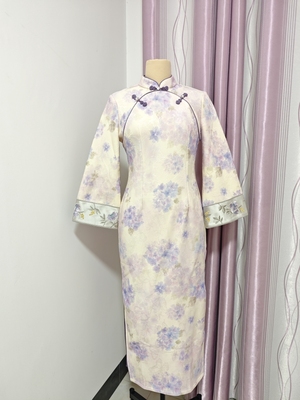 改良新中式旗袍倒大袖连衣裙落萦