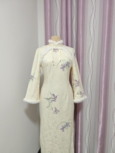 【鸢尾花花】改良旗袍新中式连衣裙加绒秋冬日常可穿倒大袖年轻女