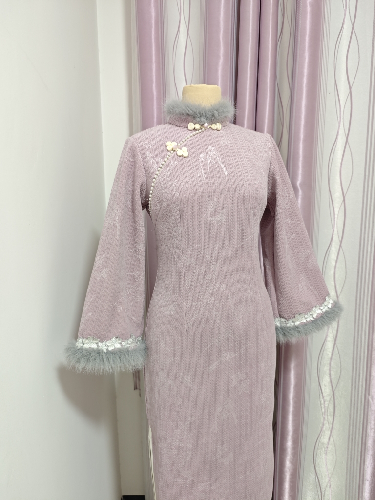 改良旗袍新中式秋冬连衣裙加绒