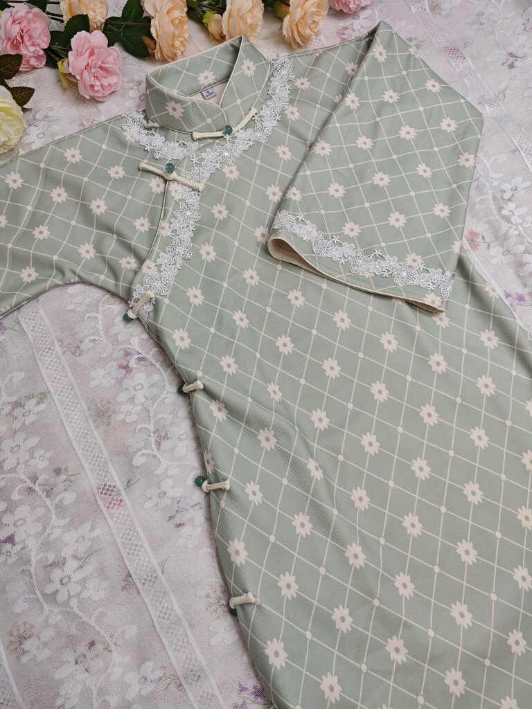 古法旗袍倒大袖陈都灵同款连衣裙