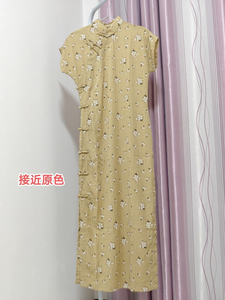 古法旗袍全开襟平裁一片式连衣裙