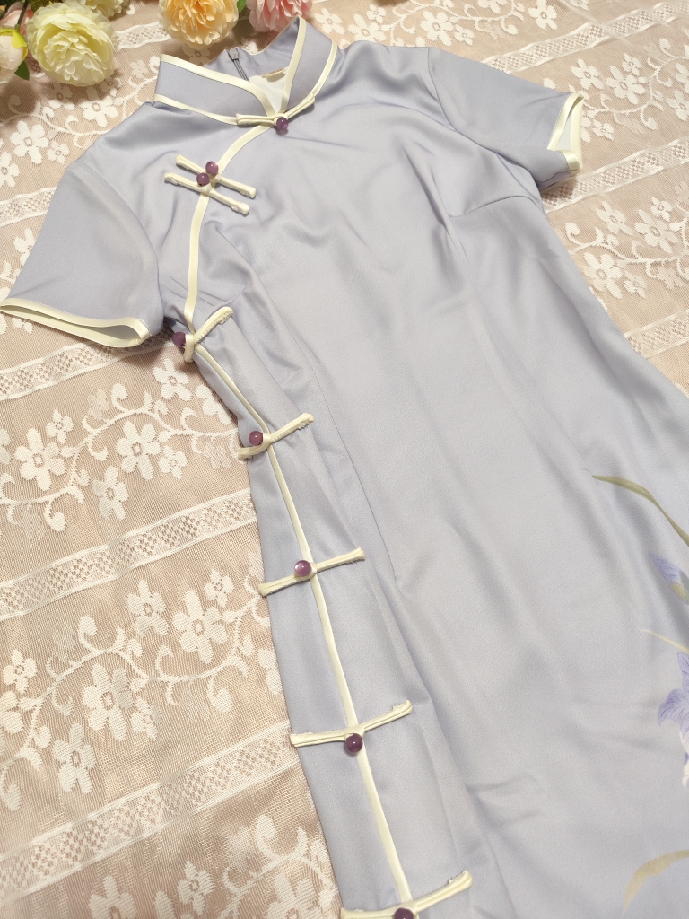 改良旗袍定位印花新中式連衣裙