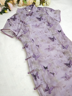 【紫蝶】新中式旗袍改良国风连衣裙落萦日常可穿小个子绝美气质