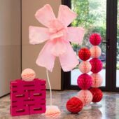 婚房布置装 饰男女方卧室客厅结婚礼路引拍照区褶皱花落地喜字摆件