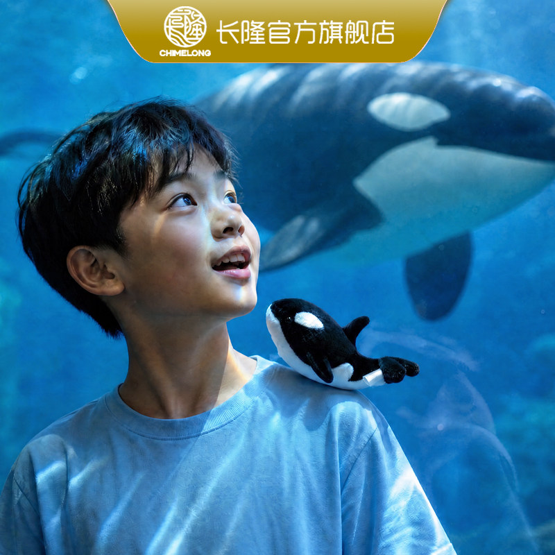 长隆纪念品海洋王国虎鲸站肩仿真企鹅磁吸可站趴肩膀书包孩子礼物