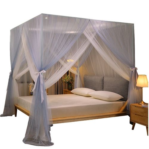 A类蚊帐可定制家用新款宫廷落地双层纱支架三开门加密公主风床幔