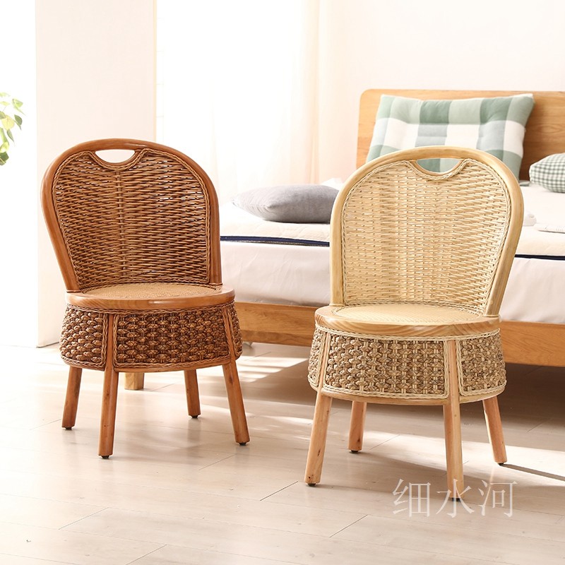 天然真藤编阳台靠背椅休闲座椅圆桌单人餐椅圆凳子家用小椅子实木,住宅家具,阳台椅,淘宝优惠券,粉丝福利购,淘宝优惠卷