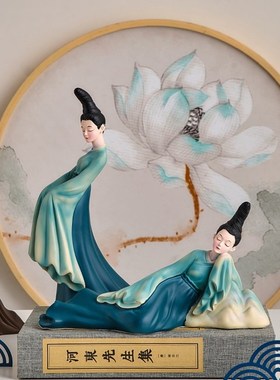 新中式创意只此青绿艺术摆件轻奢家居客厅酒柜装饰品摆设乔迁礼物