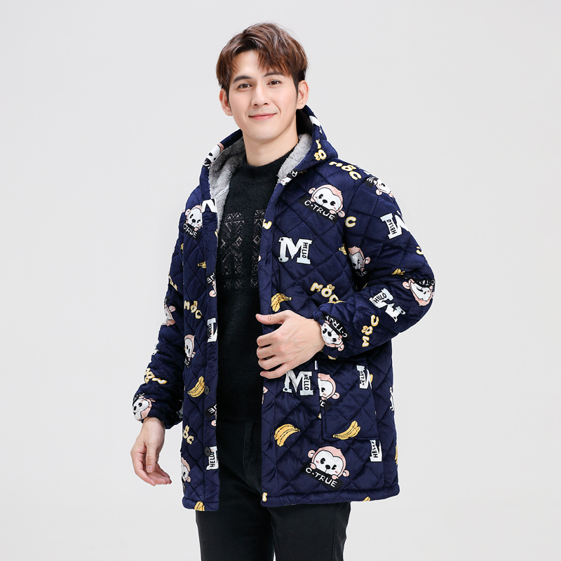 冬季加厚加绒男士罩衣加棉外套棉衣三层加厚保暖工作服家居服围裙