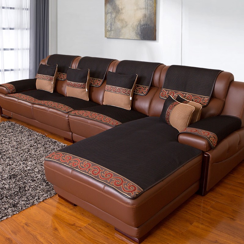 罗迪妮皮沙发防滑沙发垫棕色组合沙发坐垫欧式布艺四季沙发套罩