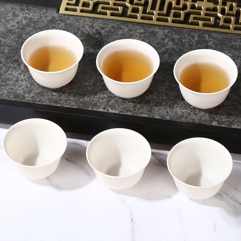 森夫稻壳一次性水杯功夫茶杯小号户外便携茶具办公家用喝茶杯加厚