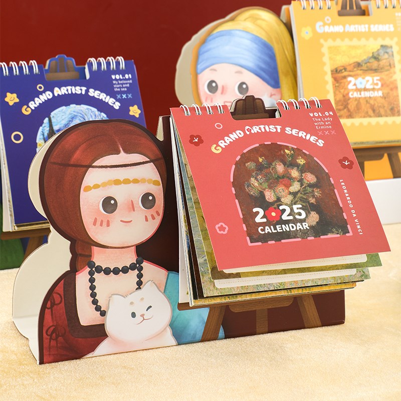 大艺术家复古办公室桌面文艺趣味记事台历摆件2025年趣味日历新款
