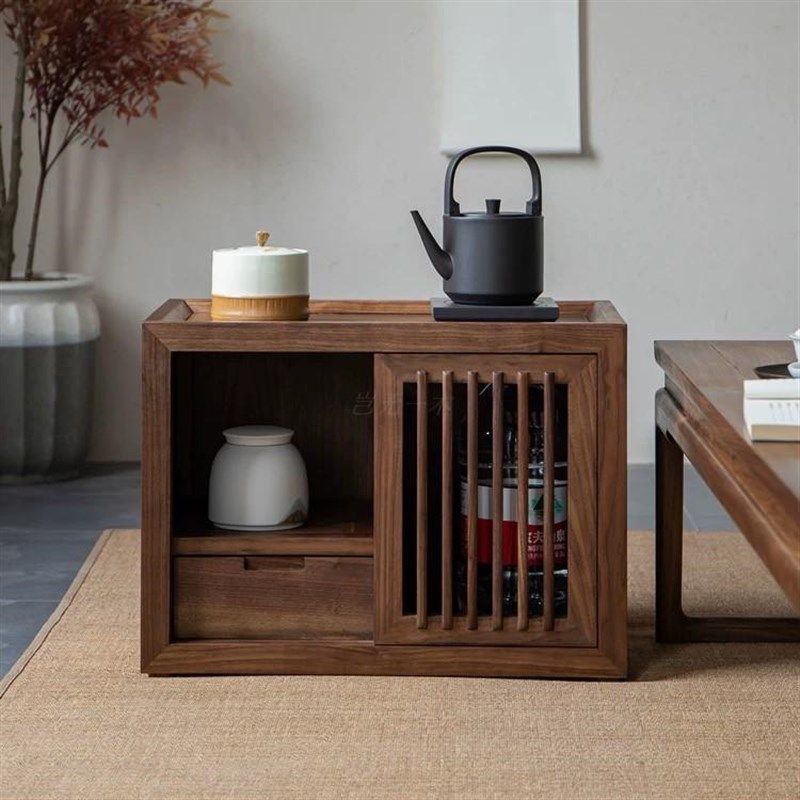 新中式茶水柜日式榻榻米烧水一体柜榆木茶边柜实木简约储物烧水柜,商业/办公家具,办公茶水柜,淘宝优惠券,粉丝福利购,淘宝优惠卷