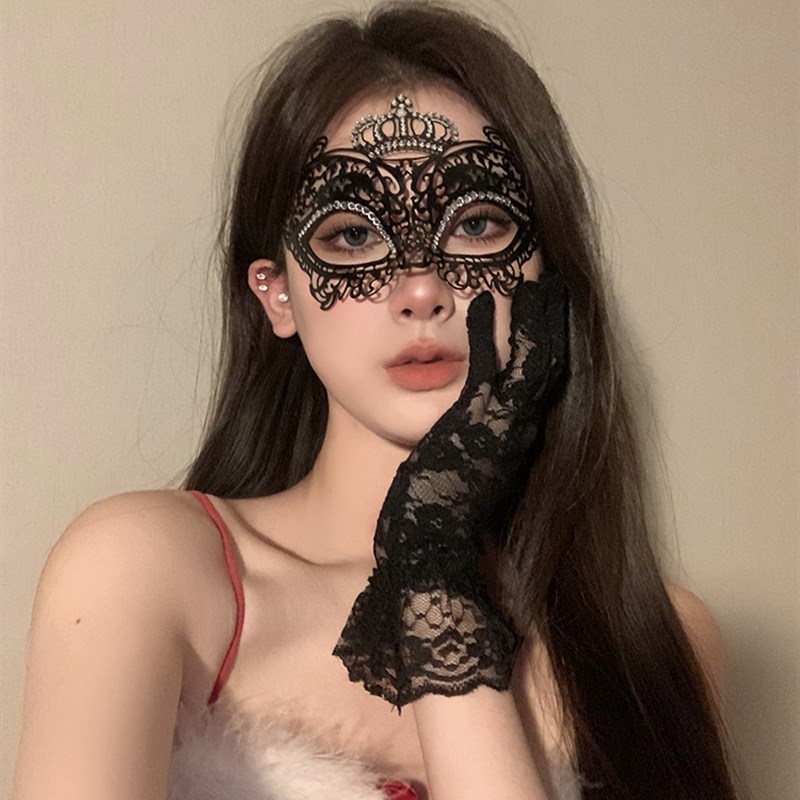 黑色女王镂空面具假面舞会化妆舞会面罩装扮道具年会晚会眼罩配饰