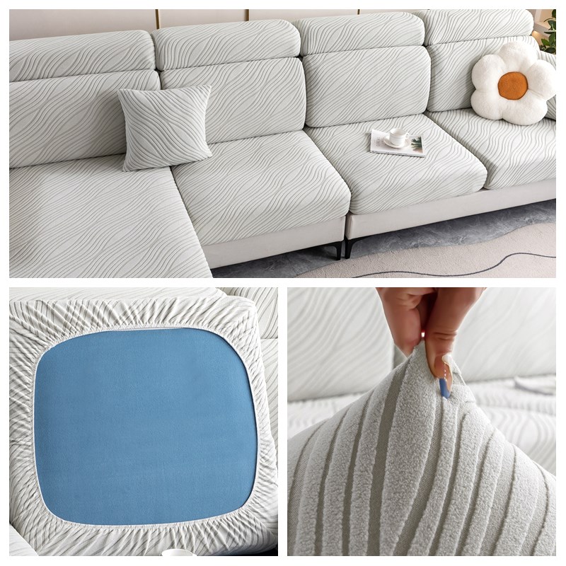 2024防滑浴帽式沙发套罩全包万能头枕靠背巾贵妃坐垫米白色梳化笠